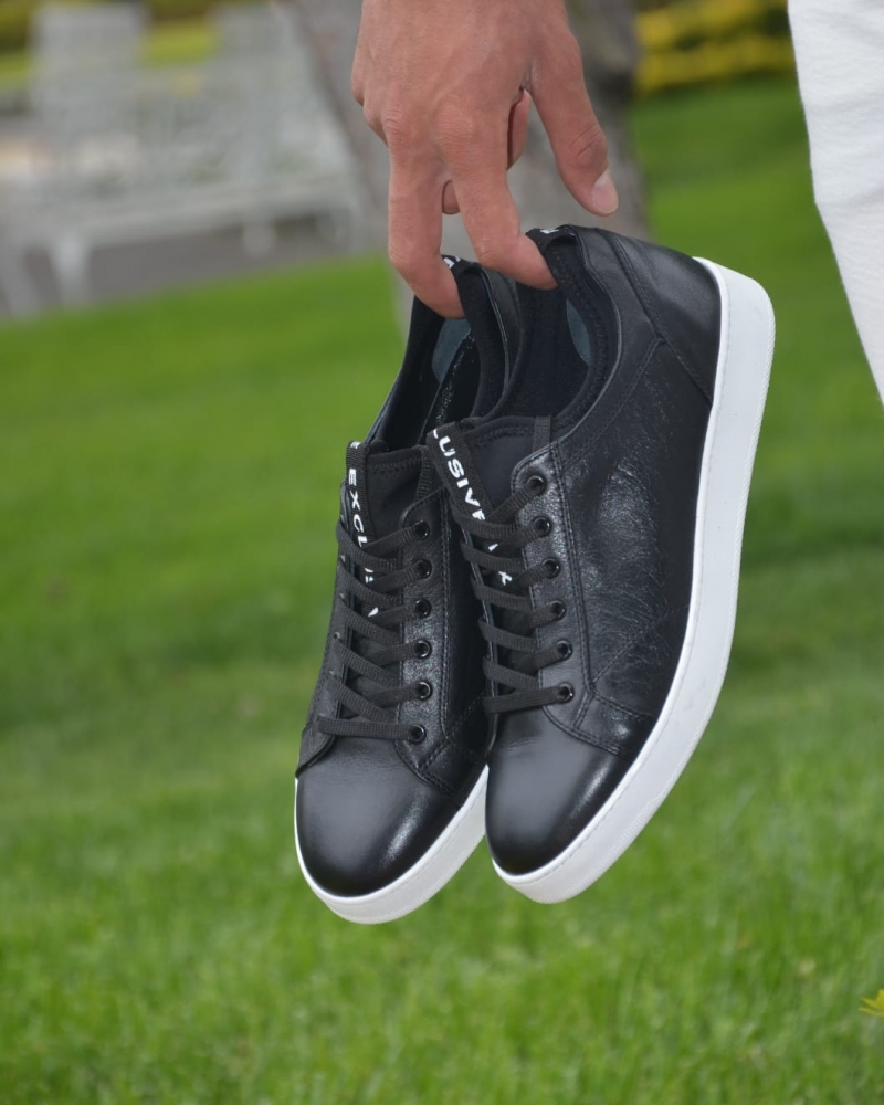 Black Low-Top Sneakers by GentWith.com with Free Worldwide Shipping