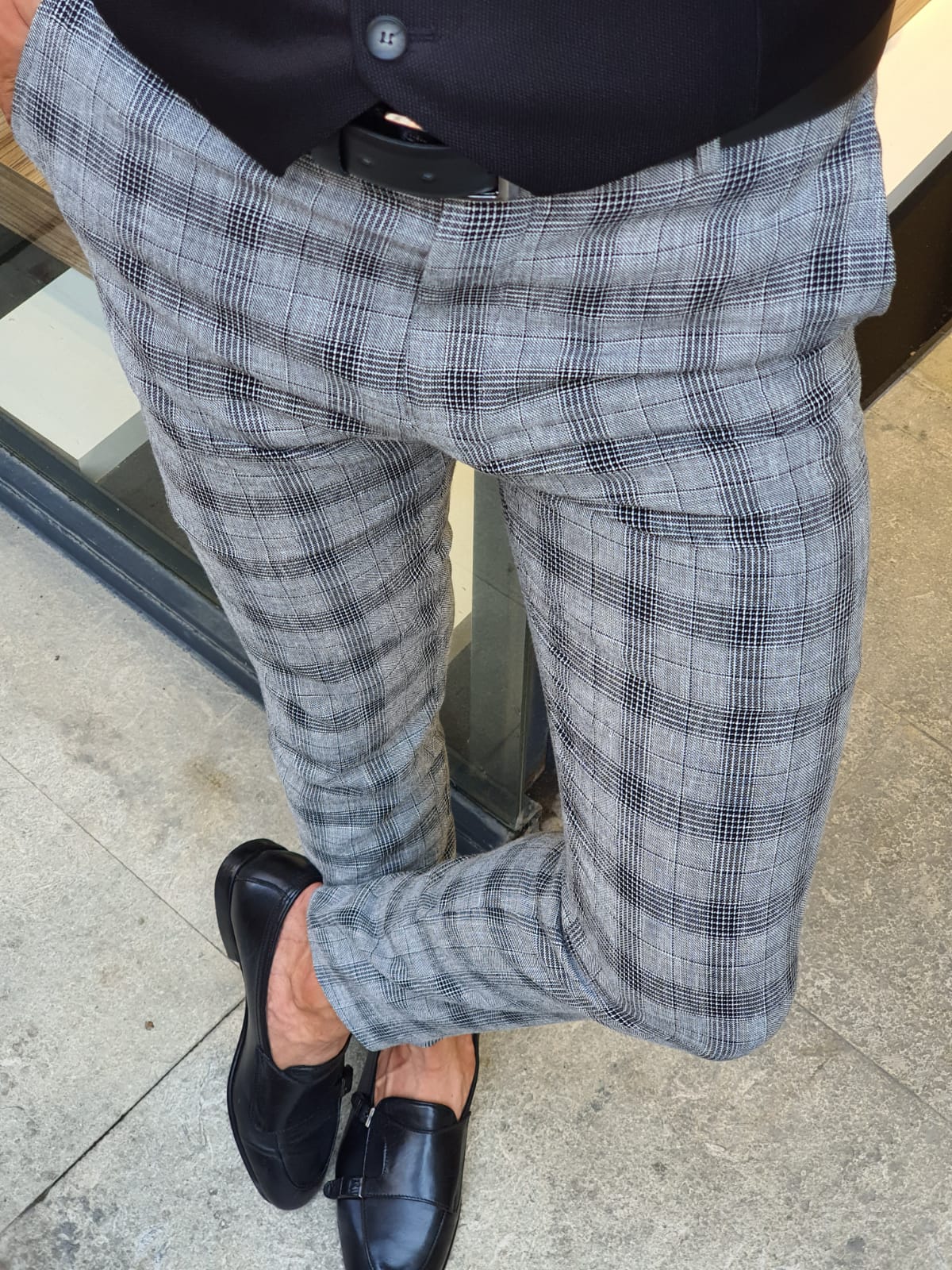 Buy Black Slim Fit Plaid Pants by GentWithcom with Free Shipping