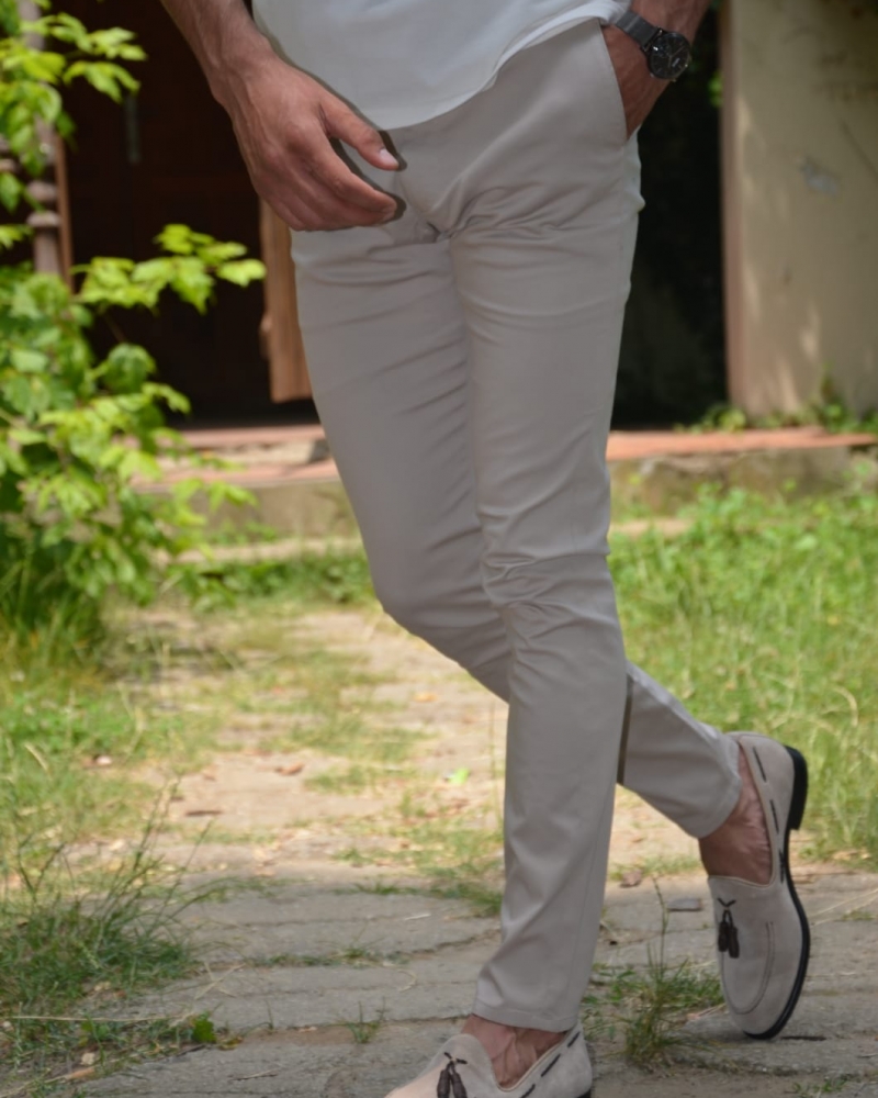 Stone Slim Fit Pants by GentWith.com with Free Worldwide Shipping