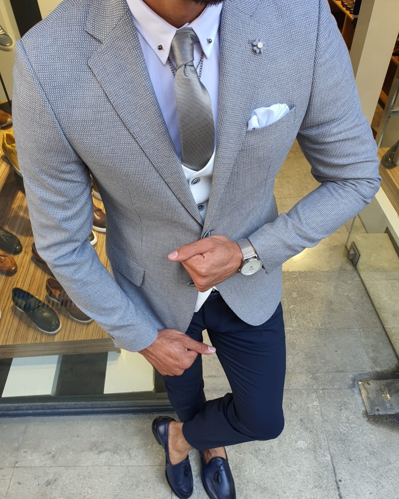 Gray Slim Fit Suit by GentWith.com with Free Worldwide Shipping