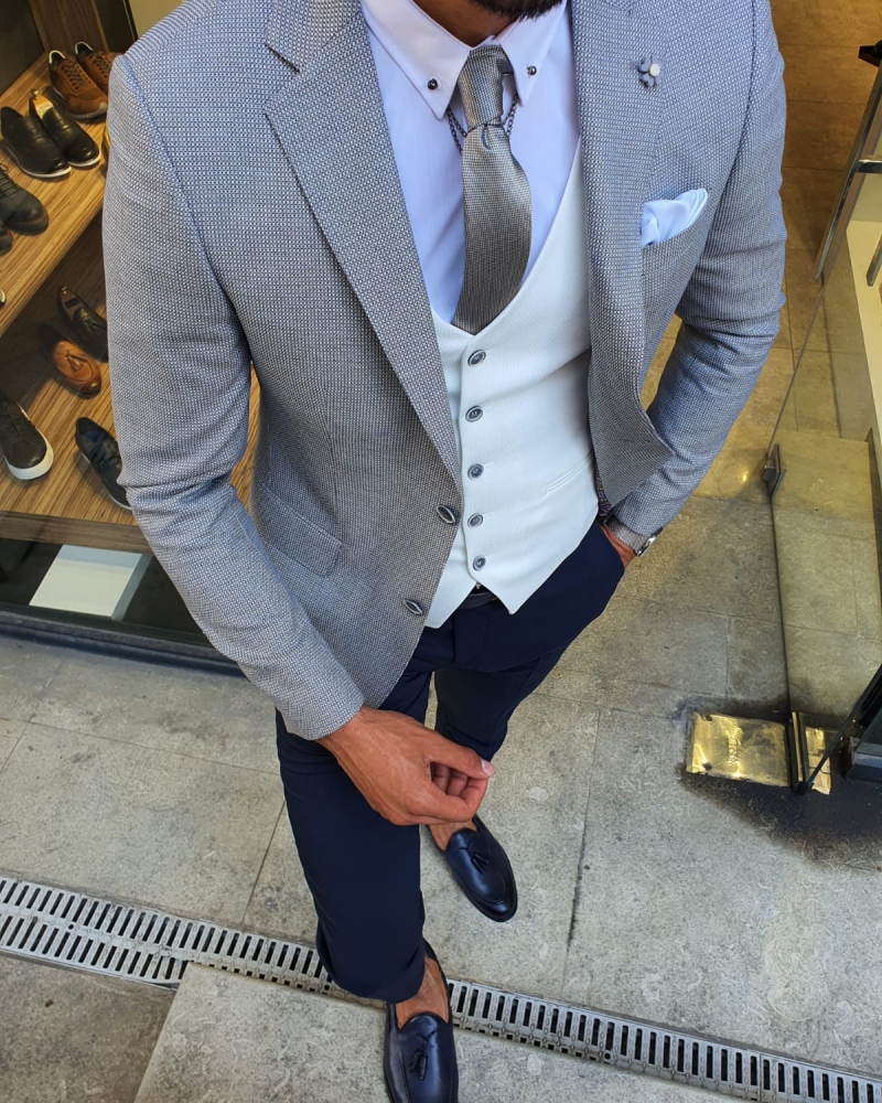 Gray Slim Fit Suit by GentWith.com with Free Worldwide Shipping