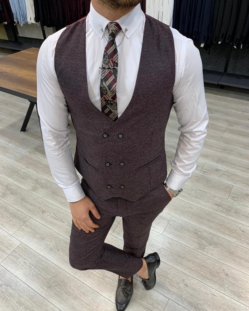 Claret Red Slim Fit Suit by GentWith.com with Free Worldwide Shipping