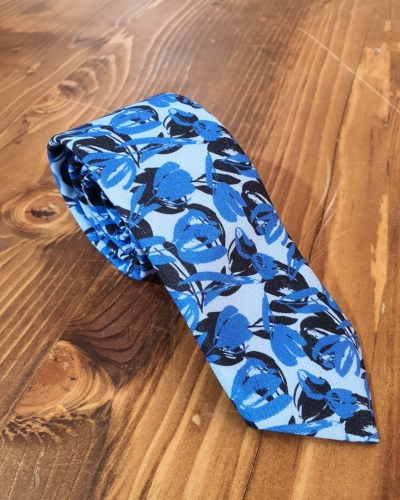 Blue Floral Neck Tie by GentWith.com with Free Worldwide Shipping