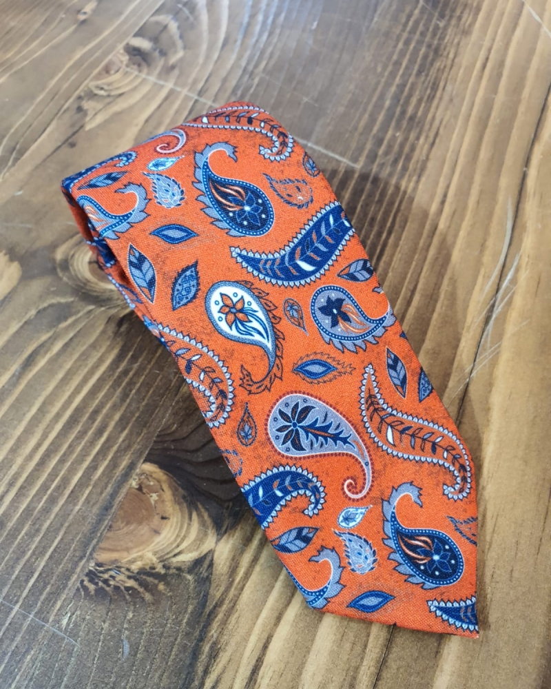 Orange Paisley Neck Tie by GentWith.com with Free Worldwide Shipping