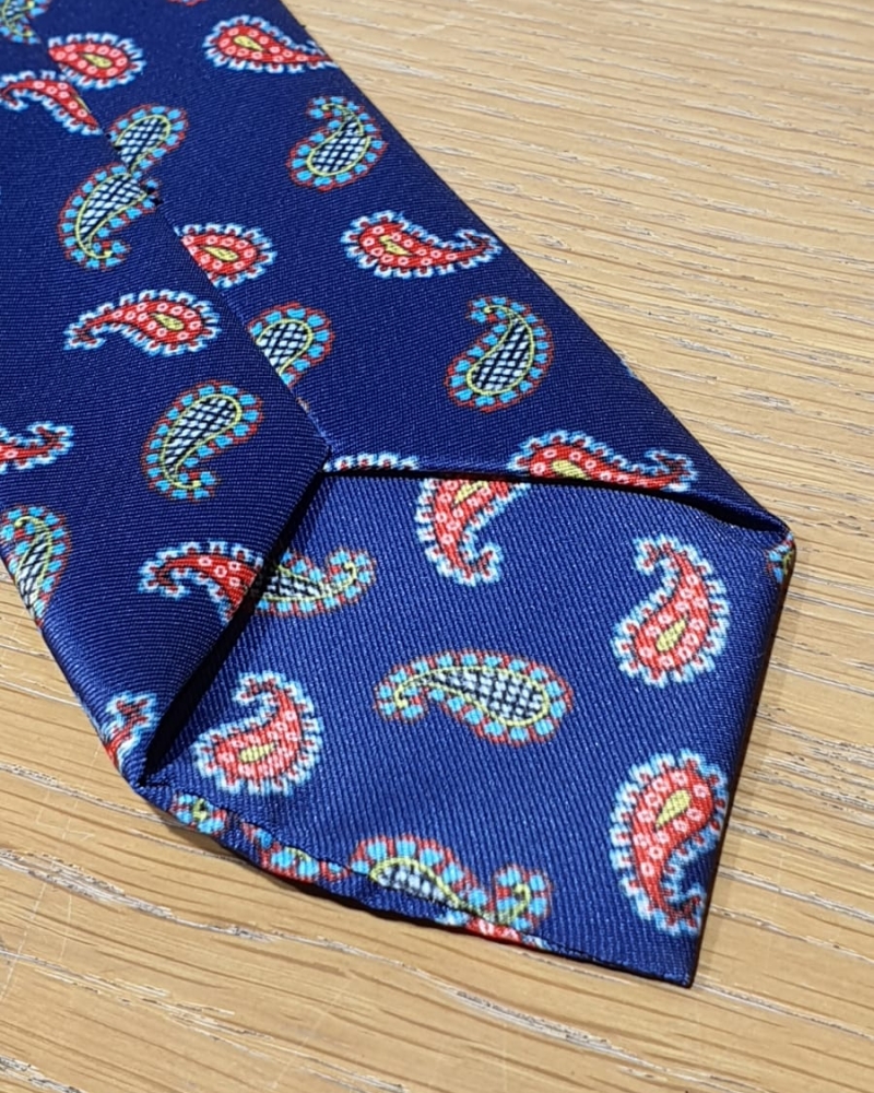 Navy Blue Paisley Neck Tie for Men by GentWith.com with Free Worldwide Shipping