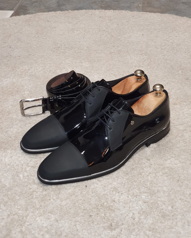 Black Cap Toe Laced Blucher by GentWith.com with Free Worldwide Shipping