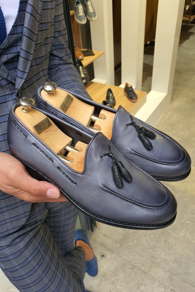 Gray Tassel Loafer for Men by GentWith.com with Free Worldwide Shipping