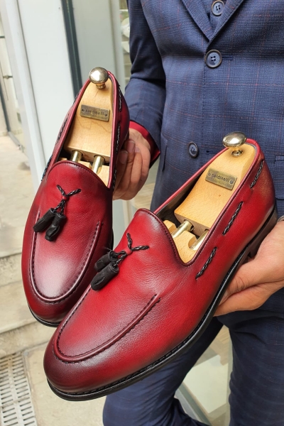 Red Tassel Loafer by GentWith.com with Free Worldwide Shipping