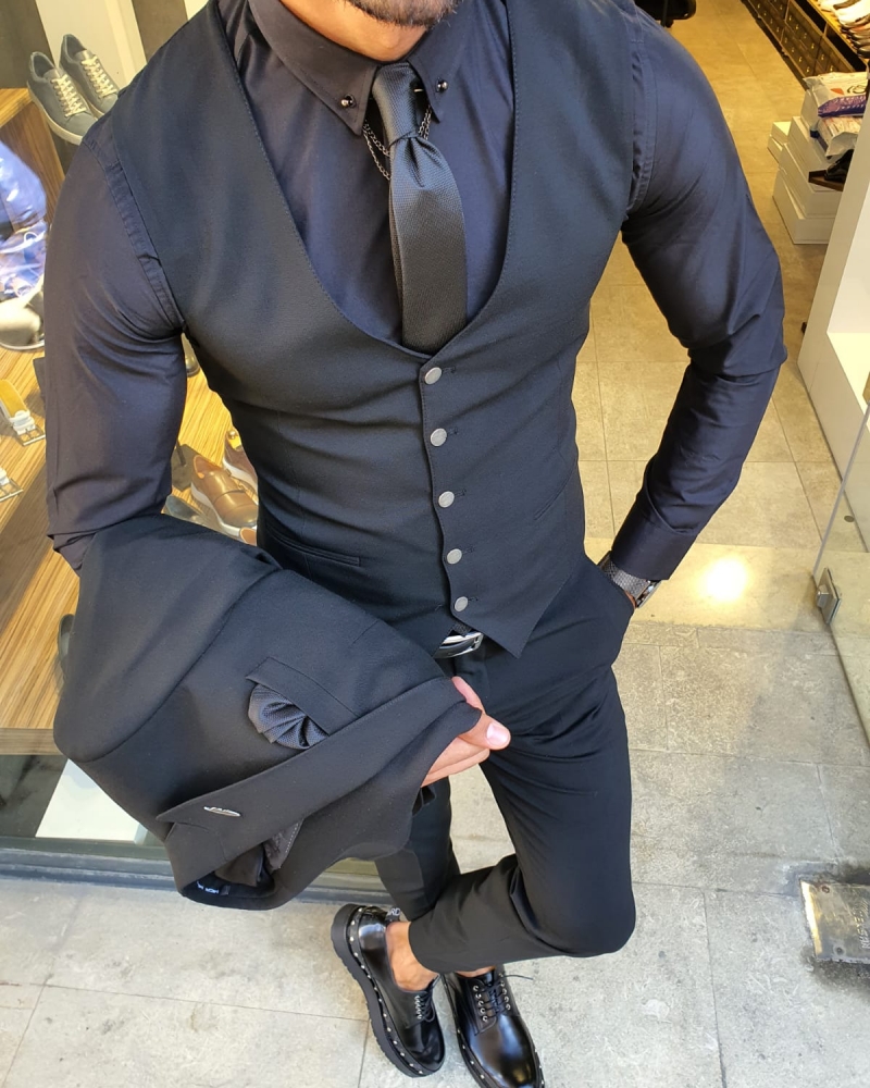 Black Slim Fit Suit by GentWith.com with Free Worldwide Shipping