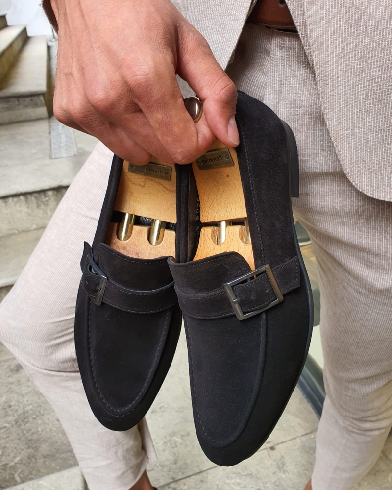 Buy Black Suede Buckle Loafers by GentWith.com with Free Shipping