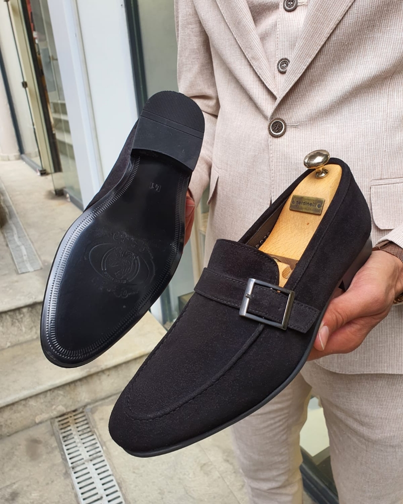 Buy Black Suede Buckle Loafers by GentWith.com with Free Shipping