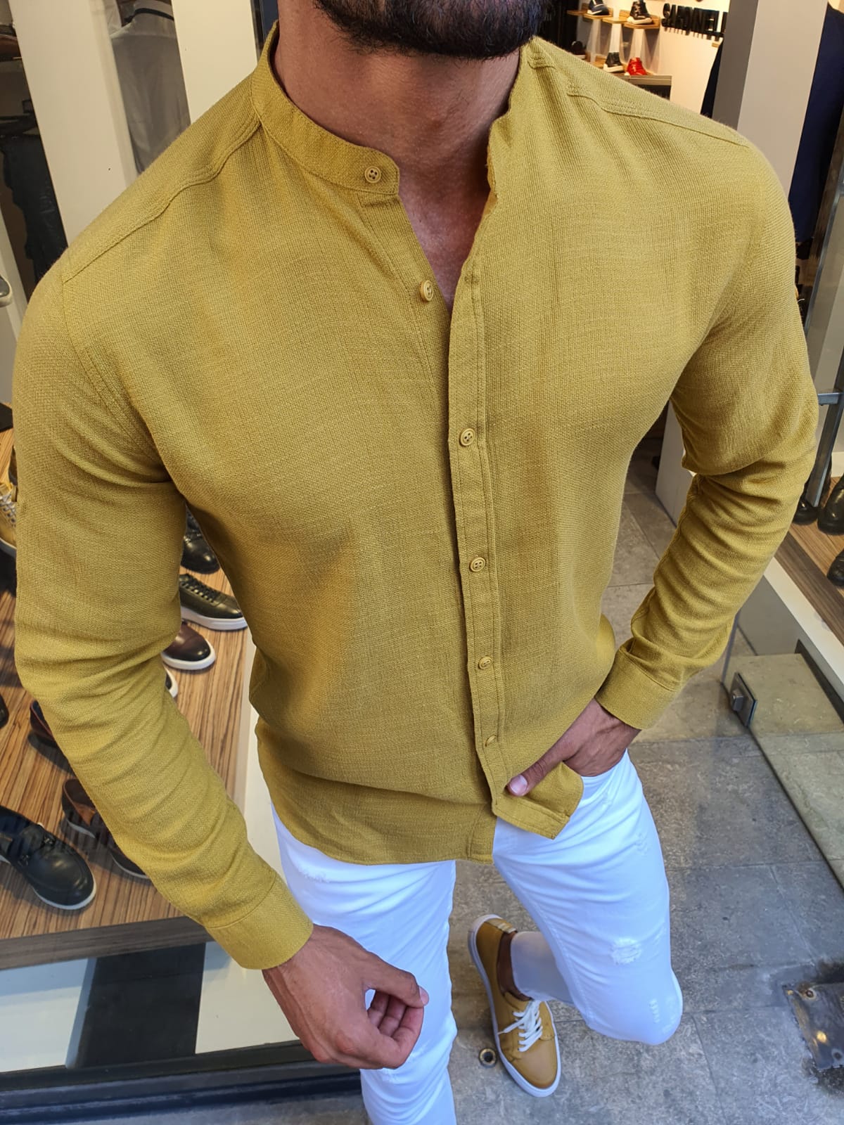 GentWith Madison Yellow Slim Fit Cotton Shirt - GENT WITH
