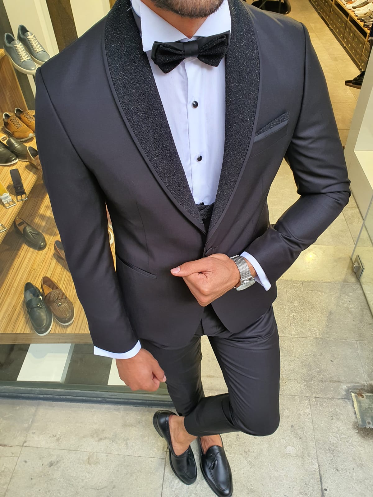 Buy Black Slim Fit Shawl Lapel Tuxedo by GentWith | Free Shipping