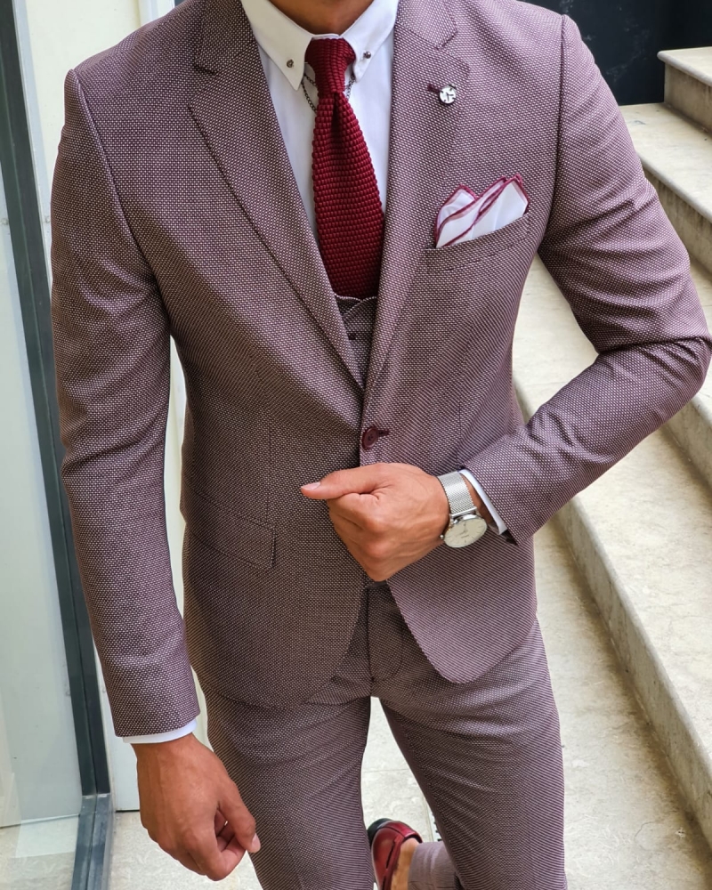 Caret Red Slim Fit Suit for Men by GentWith.com with Free Worldwide Shipping