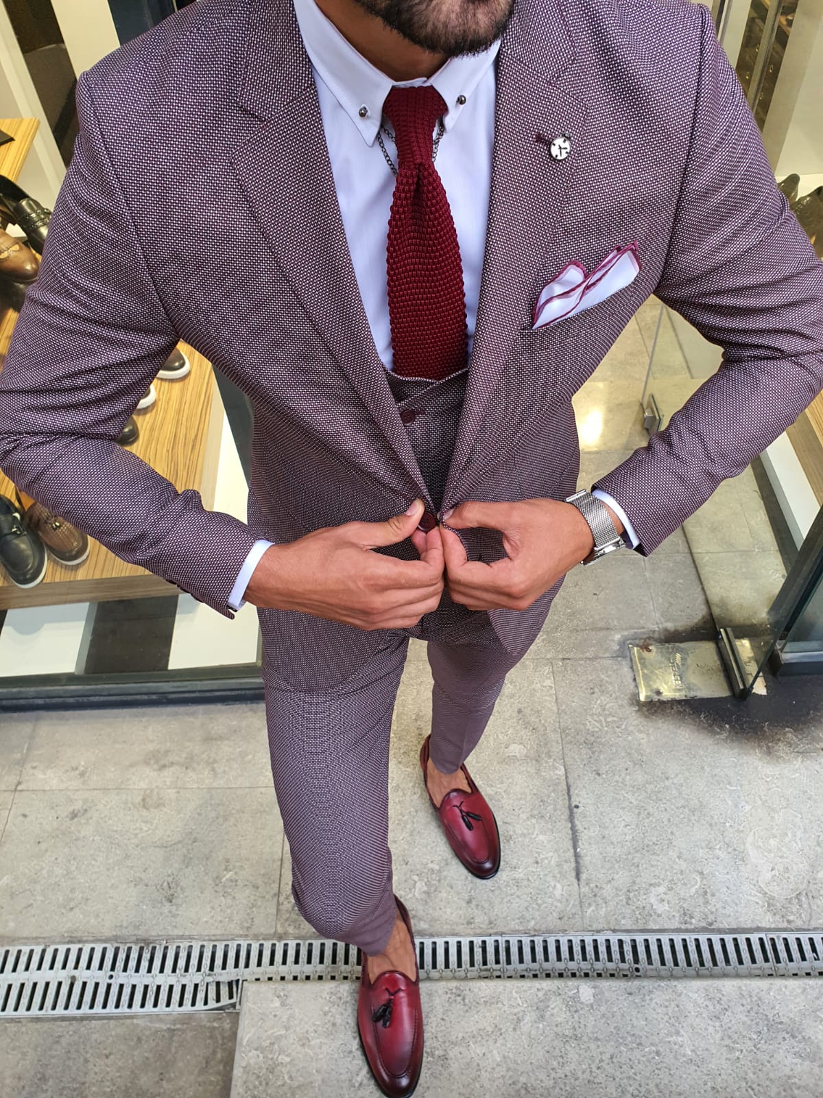 Buy Claret Red Slim Fit Suit by GentWith.com with Free Shipping