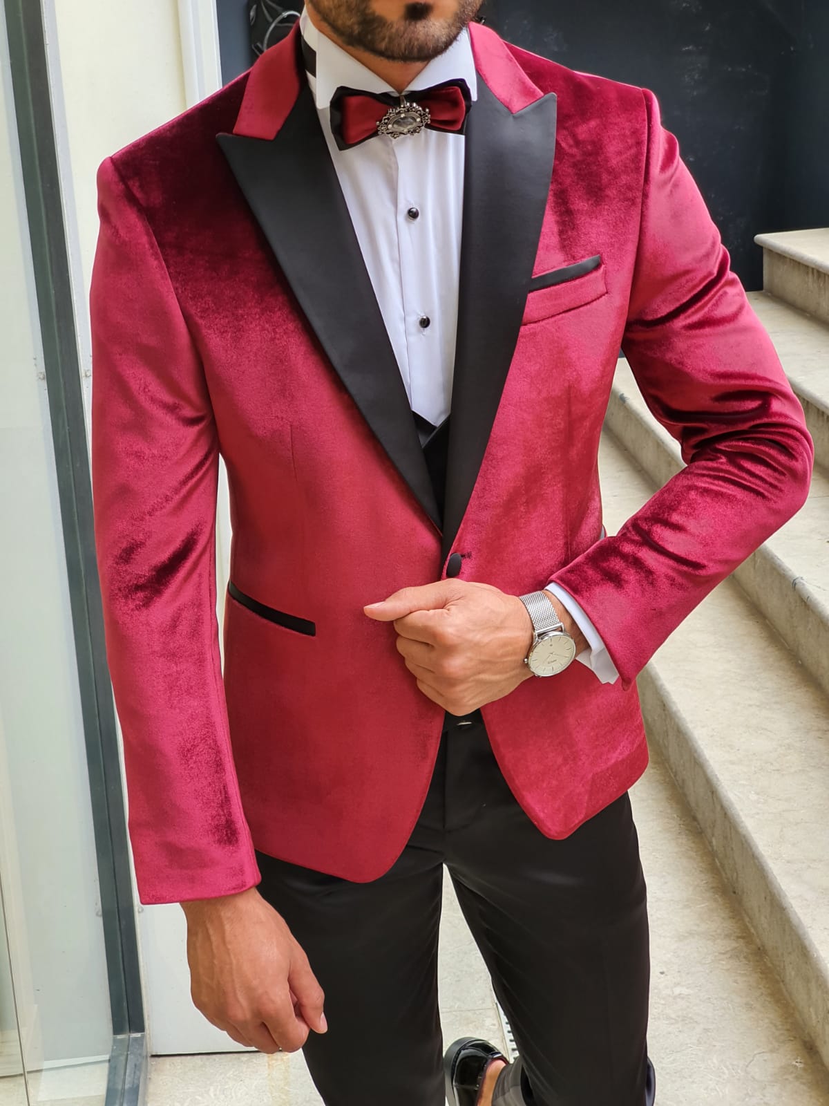 Red Velvet Tuxedo Suit