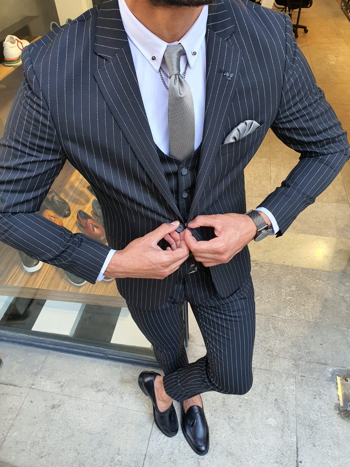 mens pinstripe suit