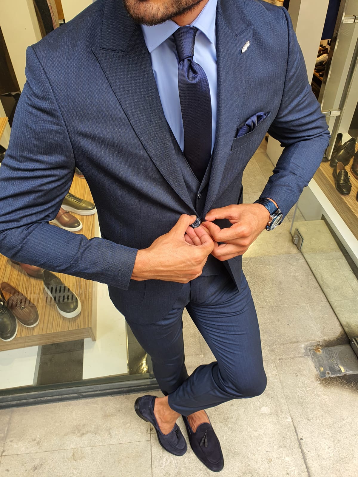 Buy Navy Blue Slim Fit Suit by  with Free Shipping
