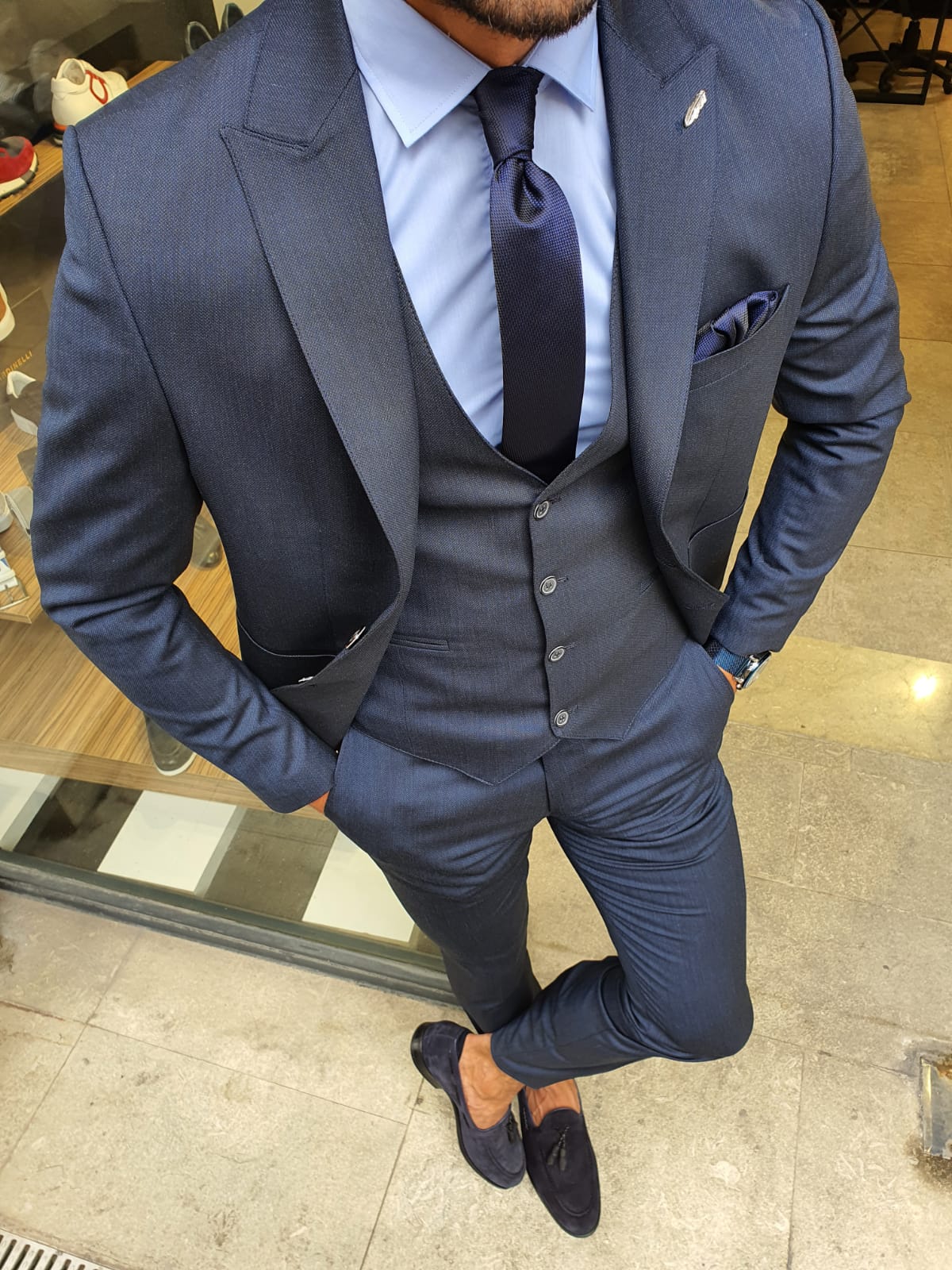 Buy Navy Blue Slim Fit Suit by GentWith.com with Free Shipping