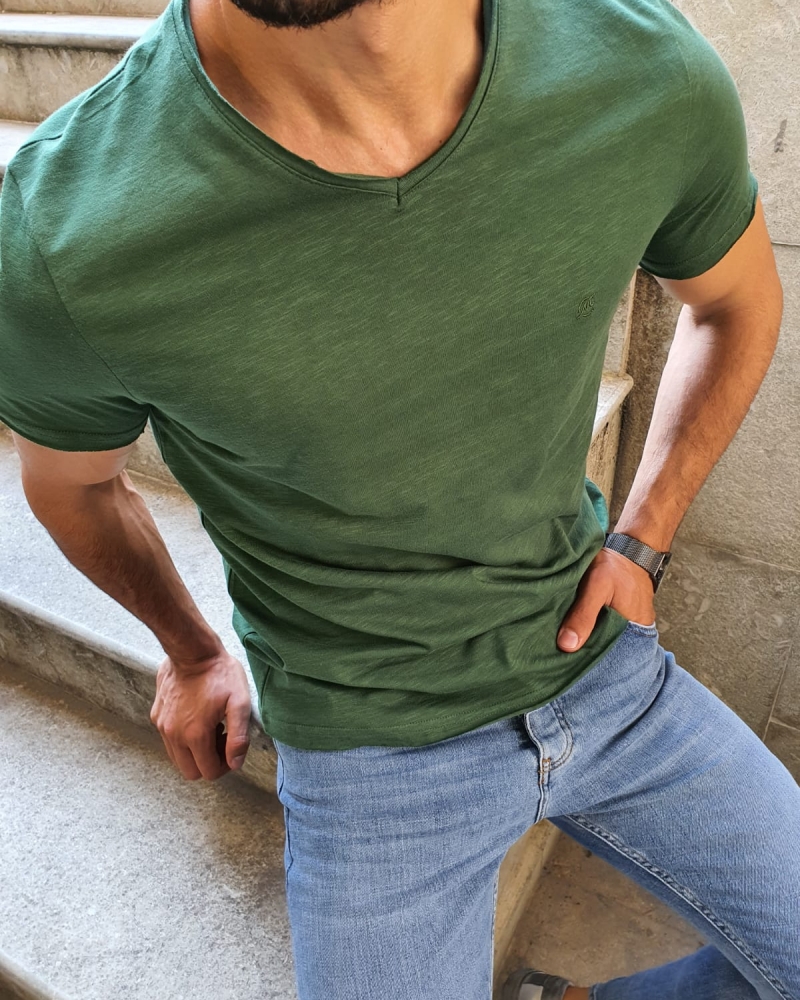 Green Slim Fit T-Shirt for Men by GentWith.com with Free Worldwide Shipping