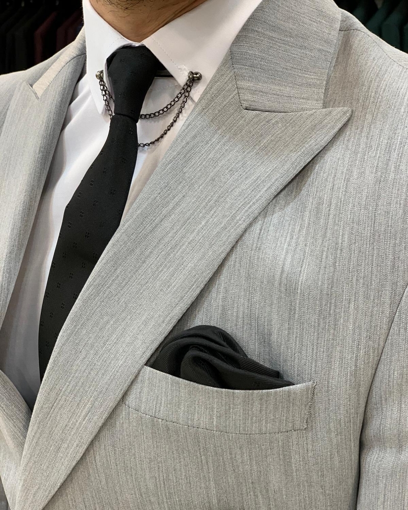 Gray Slim Fit Double Breasted Suit by GentWith.com with Free Worldwide Shipping