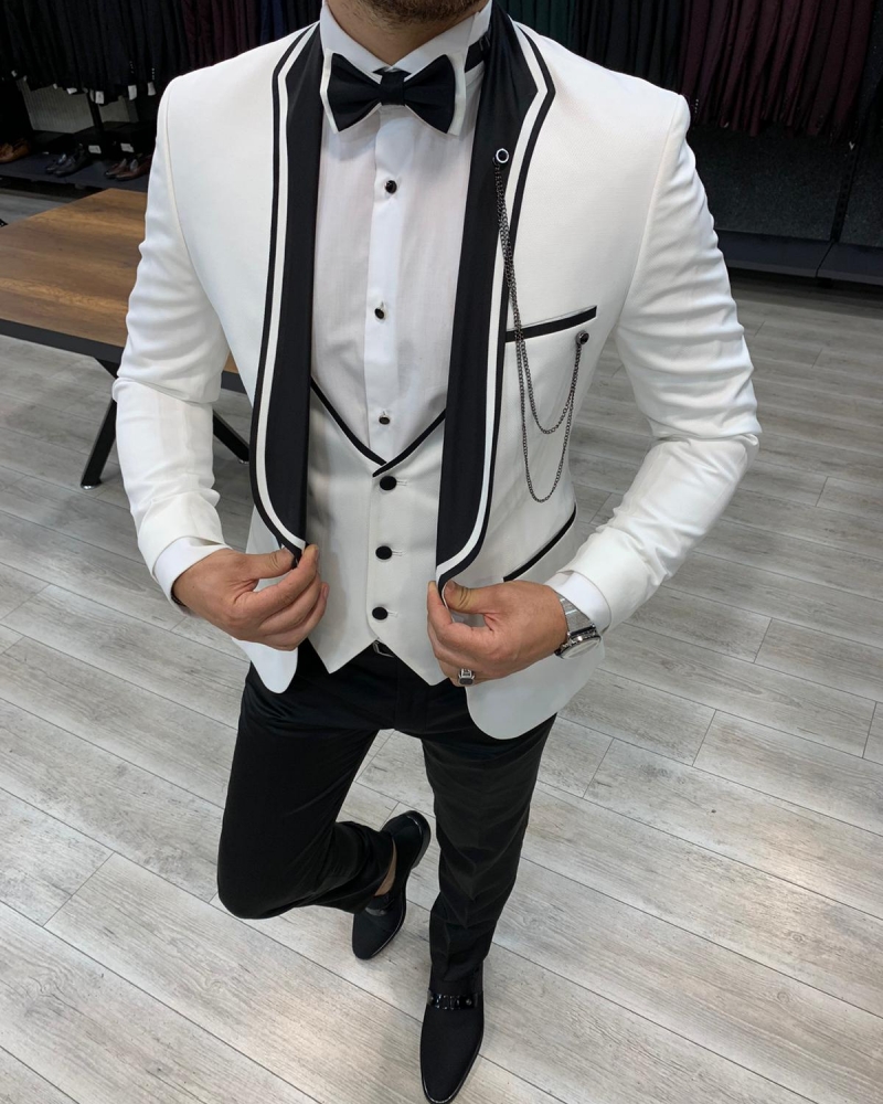Buy White Slim Fit Tuxedo by GentWith.com | Free Shipping