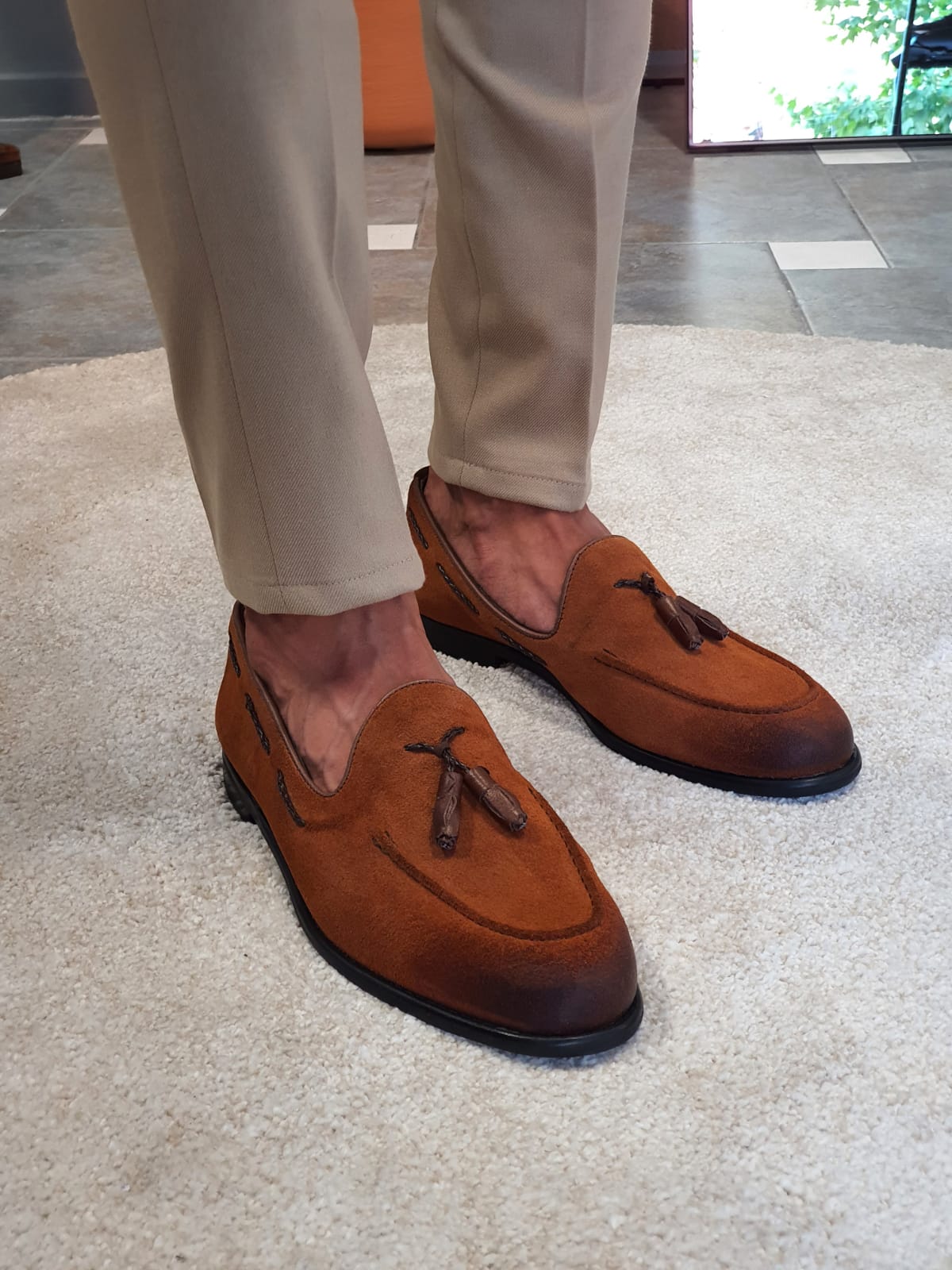 Tan Suede Tassel Loafers by GentWith.com with Free Worldwide Shipping