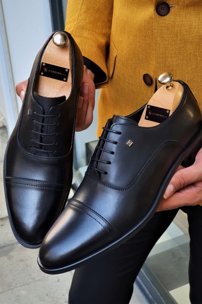 Black Cap Toe Wholecut Oxfords by GentWith.com with Free Worldwide Shipping