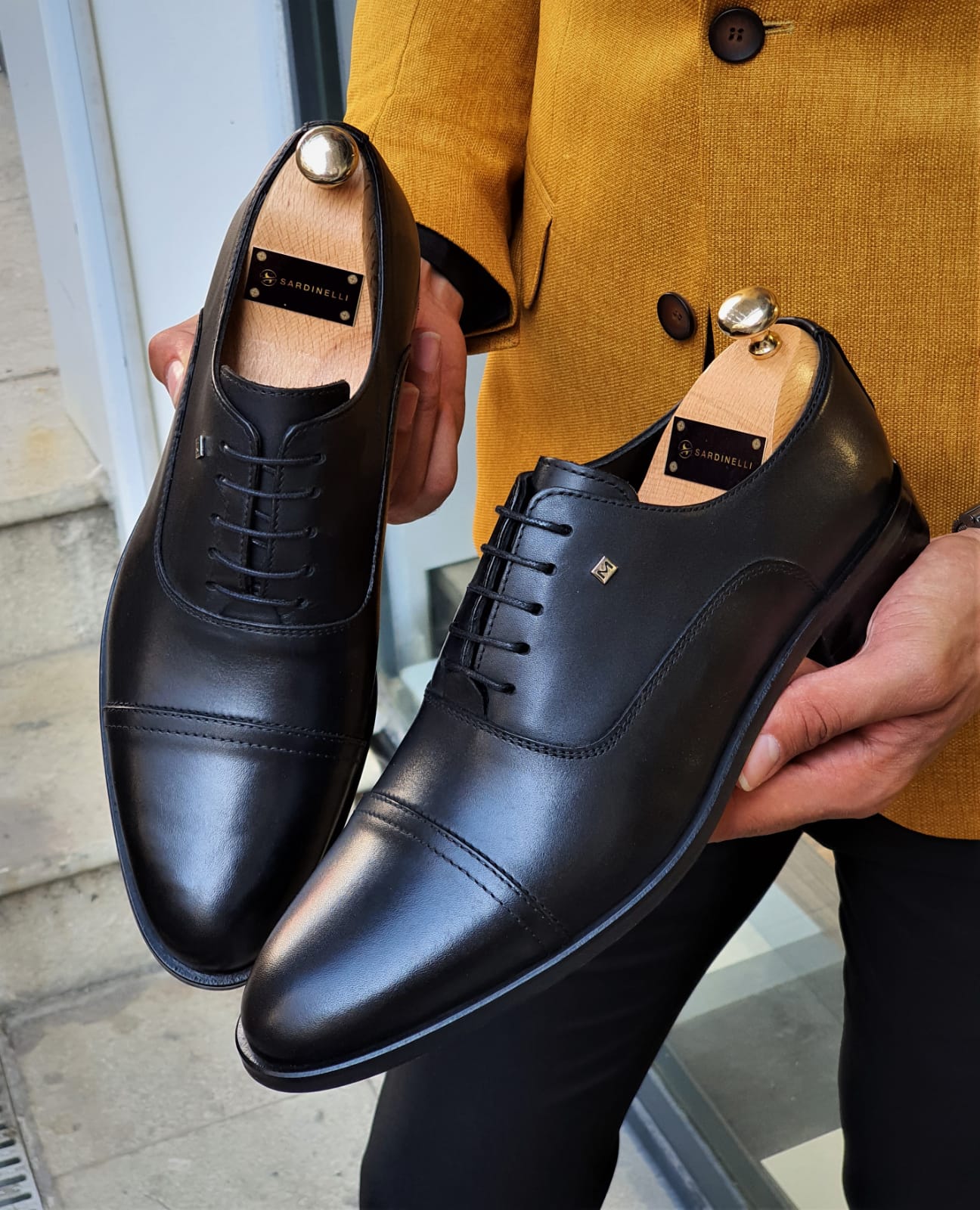 GentWith Fayetteville Black Cap Toe Wholecut Oxfords 