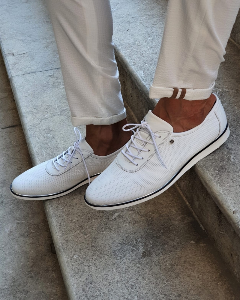 White Low-Top Sneakers by GentWith.com with Free Worldwide Shipping