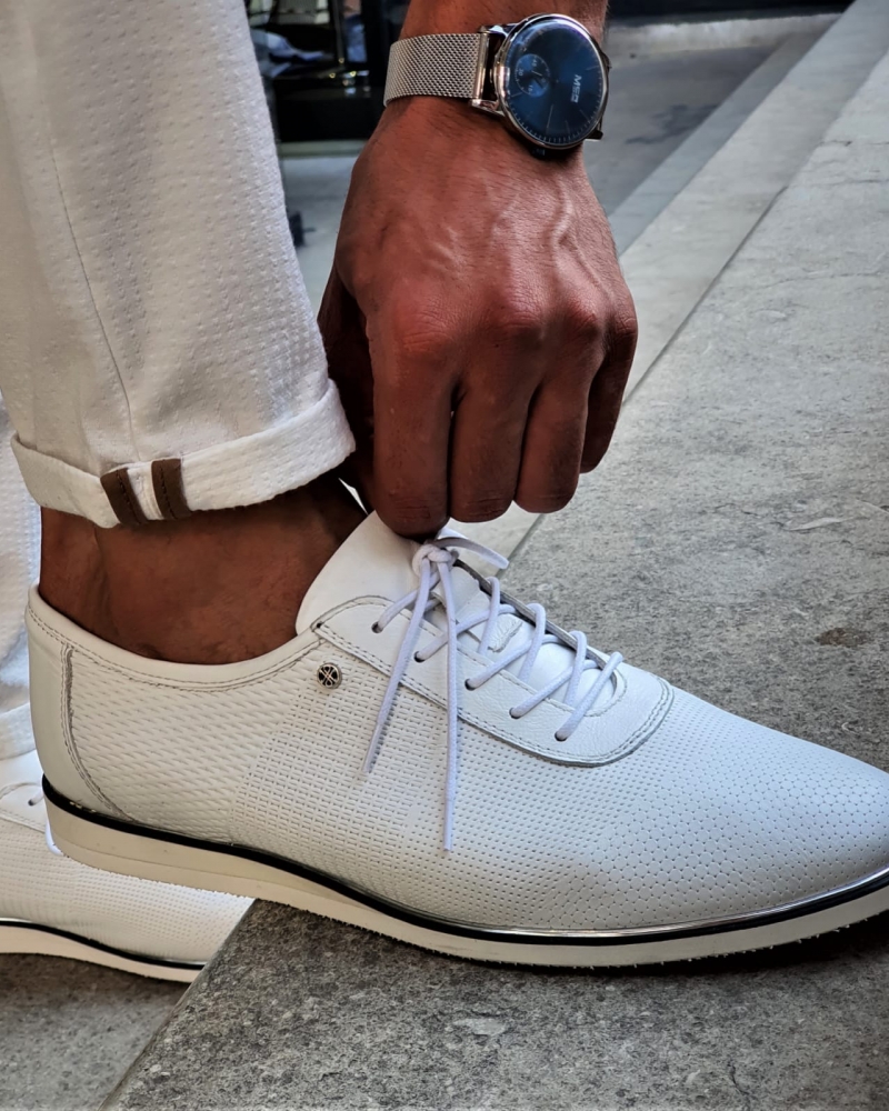 White Low-Top Sneakers by GentWith.com with Free Worldwide Shipping