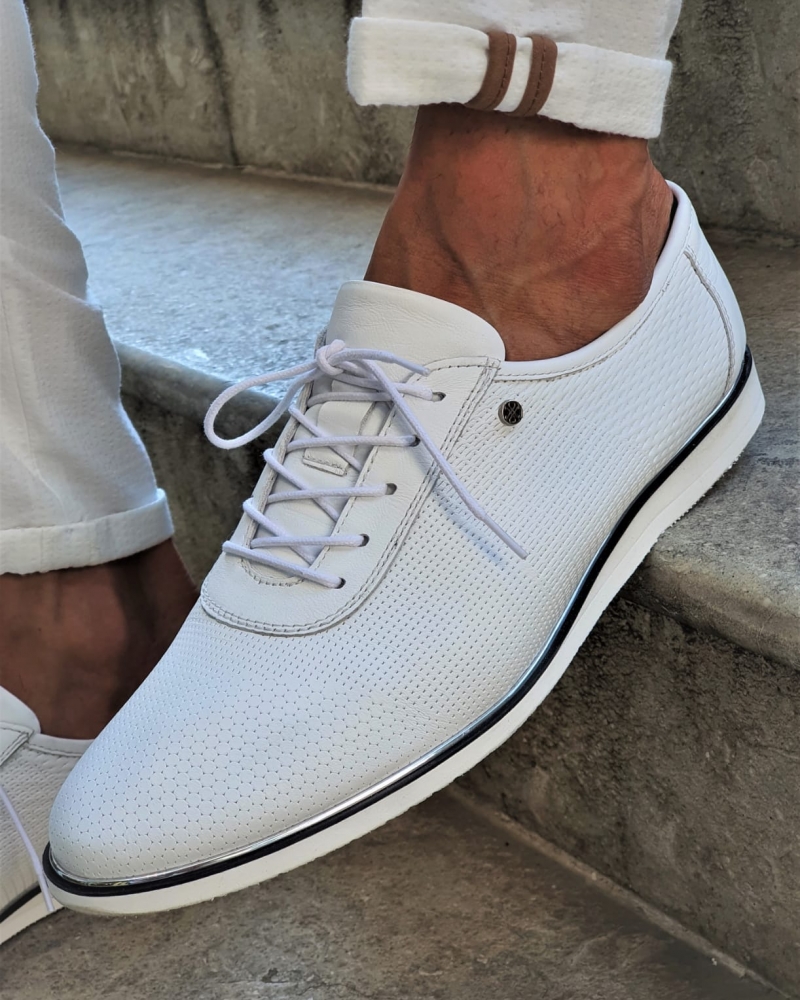 White Low-Top Sneakers by GentWith.com with Free Worldwide Shipping