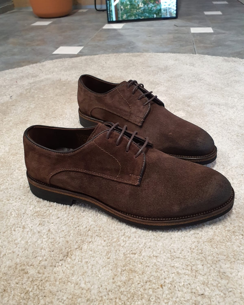 Brown Suede Derbys by GentWith.com with Free Worldwide Shipping