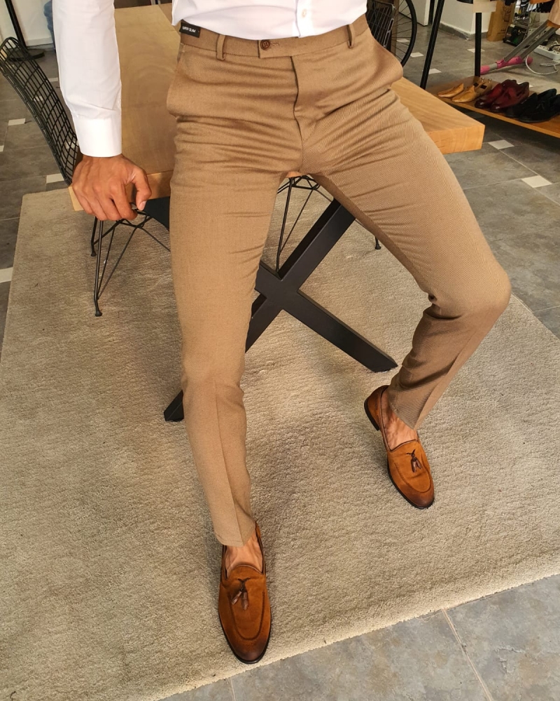 Buy Camel Slim Fit Pants by GentWith.com with Free Shipping