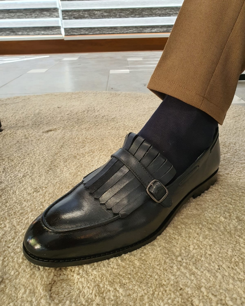 Dark Blue Kilt Loafers by GentWith.com with Free Worldwide Shipping