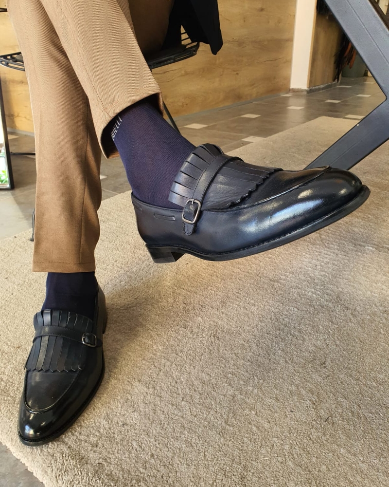 Dark Blue Kilt Loafers by GentWith.com with Free Worldwide Shipping