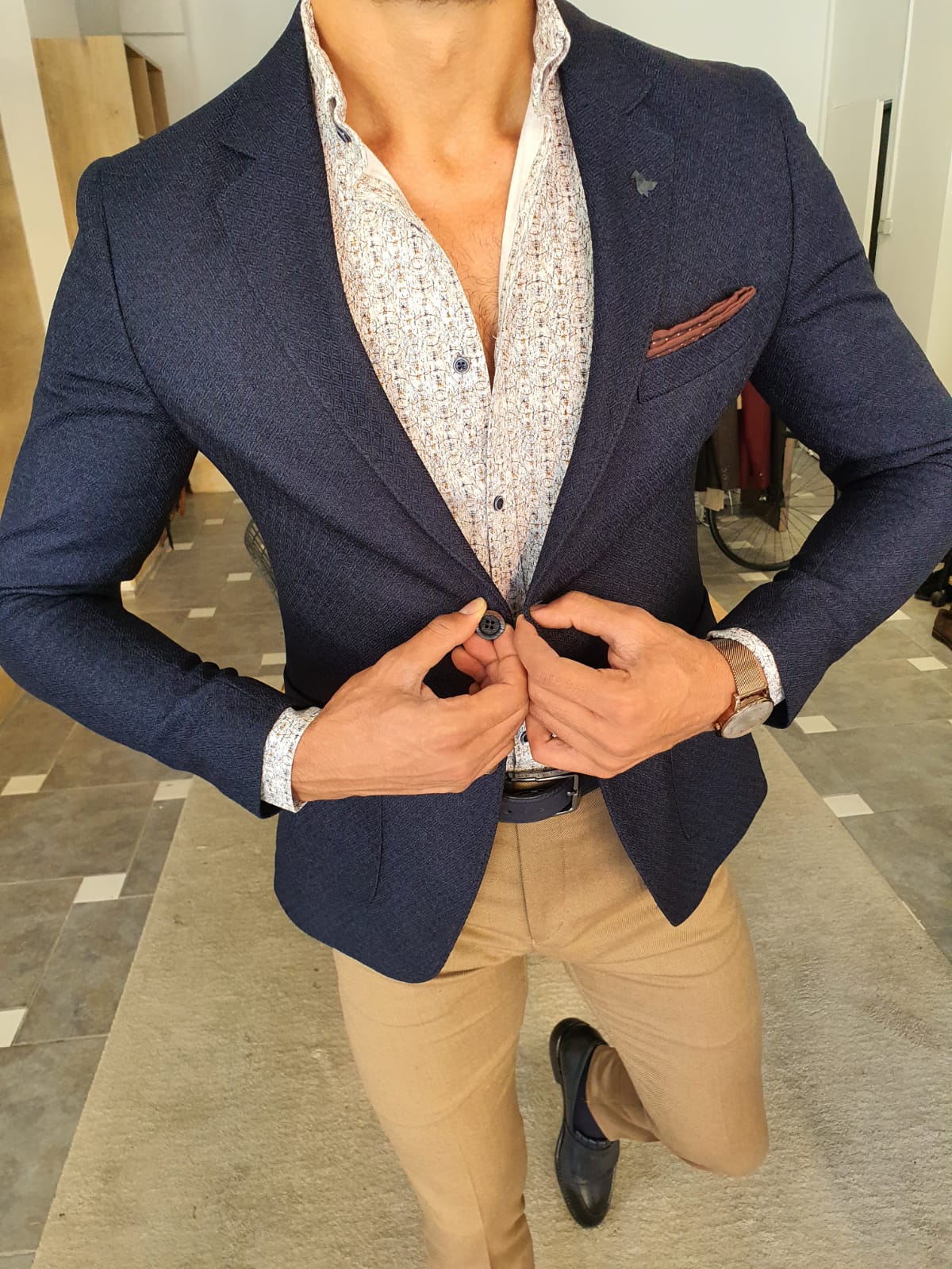 Buy Navy Blue Slim Fit Blazer By Gentwith With Free Worldwide Shipping
