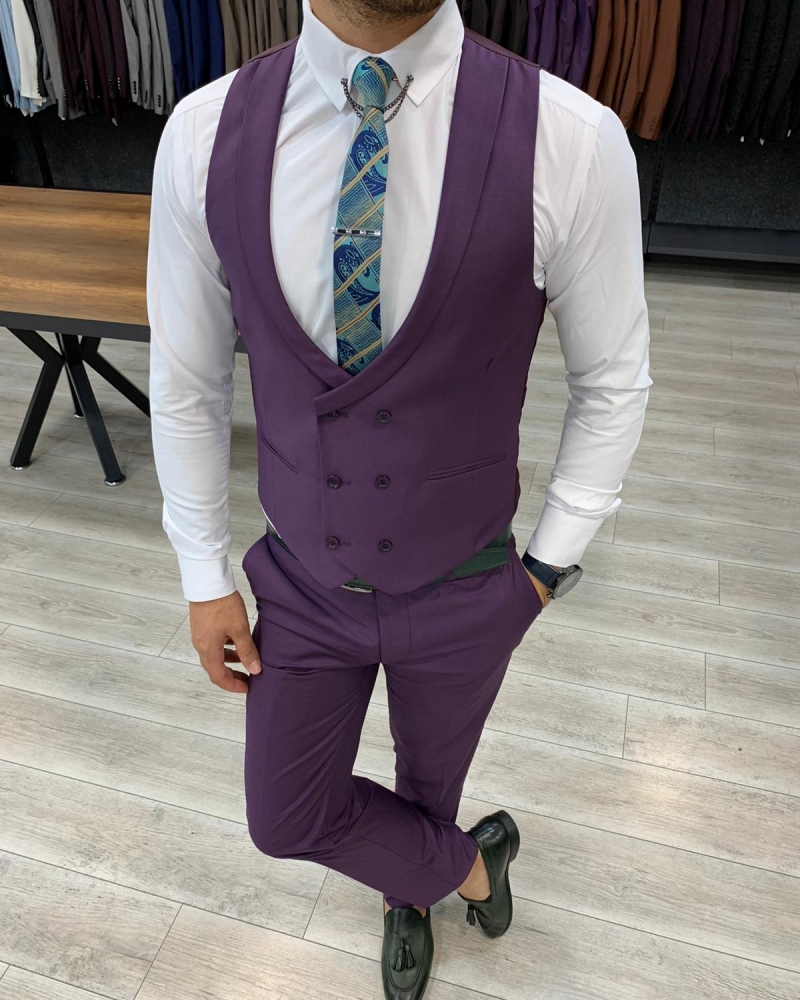 Purple Slim FIt Wool Suit by GentWith.com with Free Worldwide Shipping