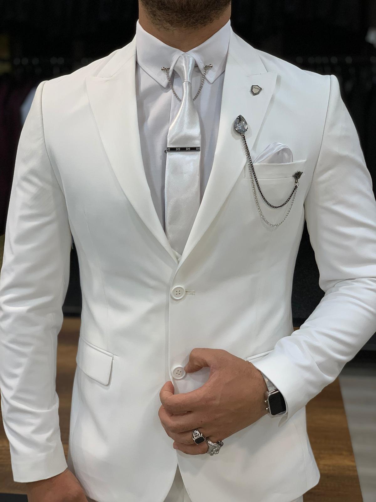 Buy White Slim Fit Wool Suit By With Free Shipping