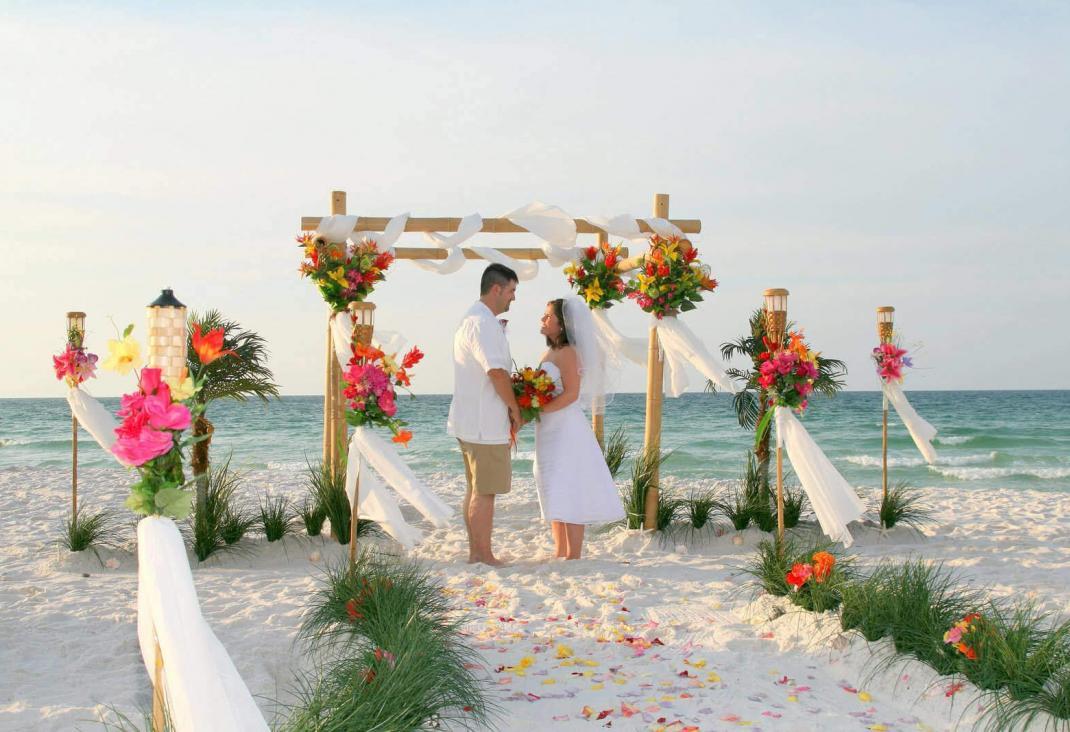 semiformal beach wedding