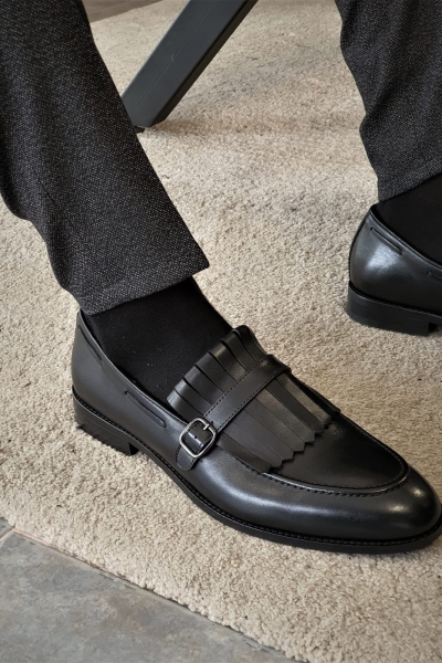 Black Kilt Loafers by GentWith.com with Free Worldwide Shipping