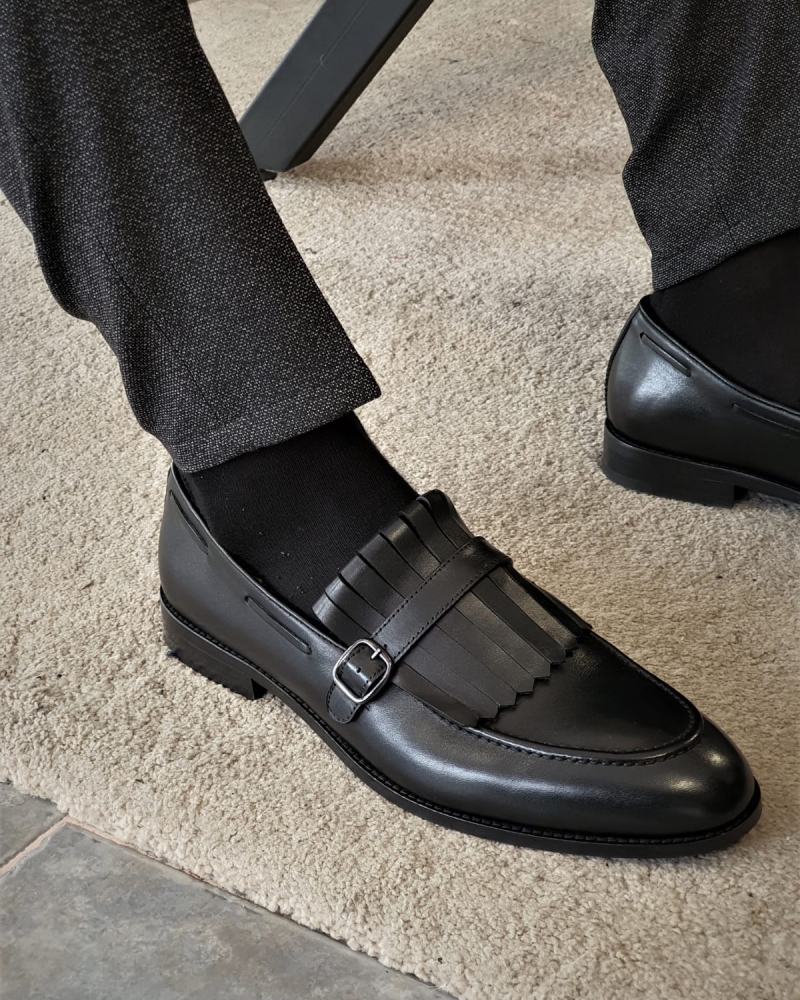 Buy Black Kilt Loafers by GentWith.com with Free Shipping