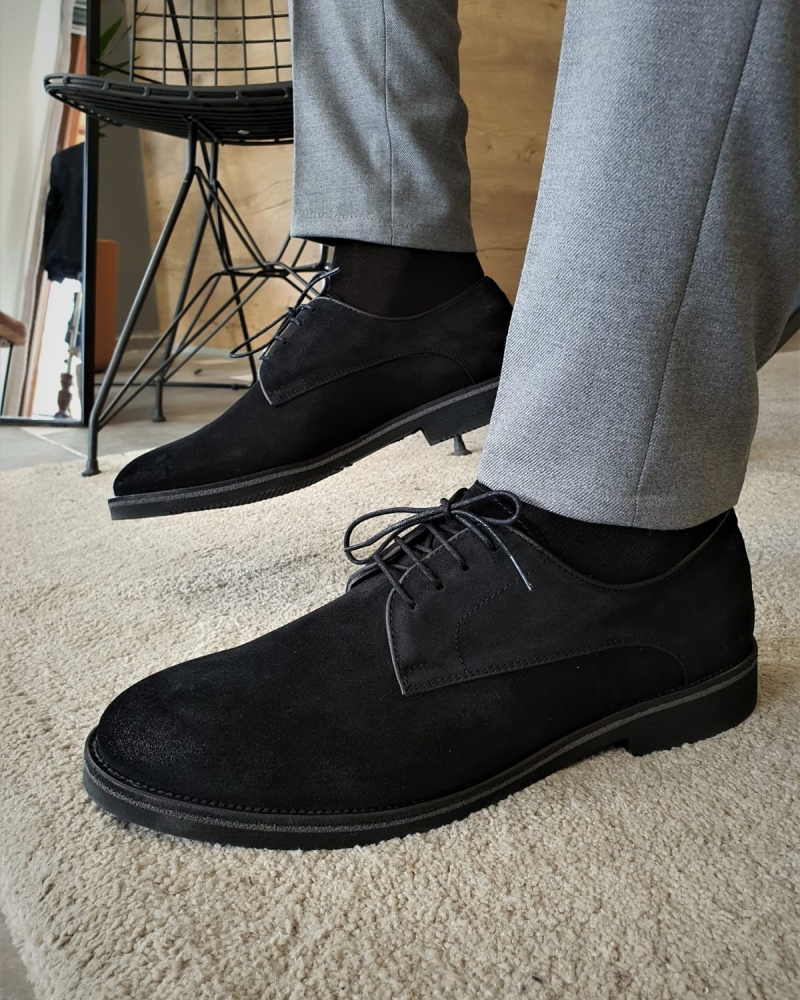 Black Suede Derbys by GentWith.com with Free Worldwide Shipping