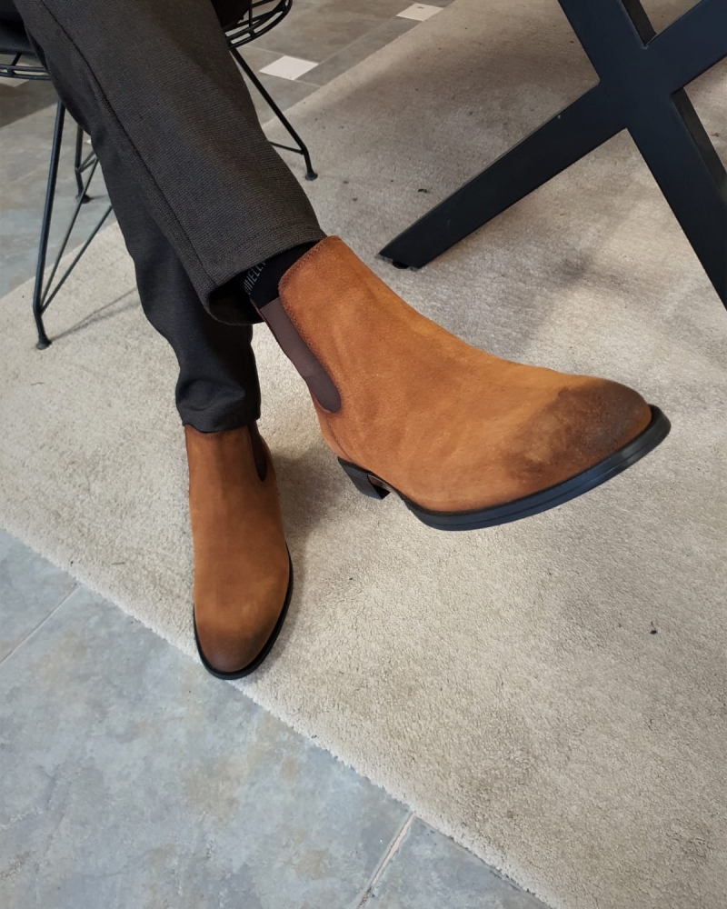Tan Suede Chelsea Boots by GentWith.com with Free Worldwide Shipping