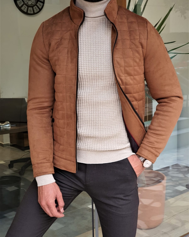 Camel Slim Fit Wool Coat by GentWith.com with Free Worldwide Shipping