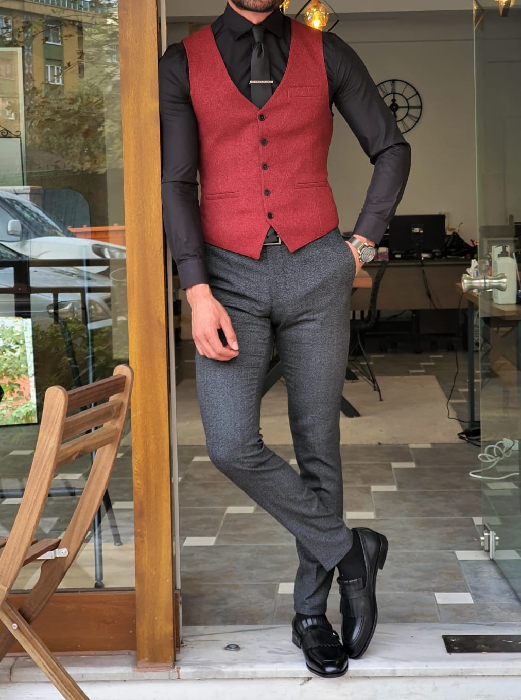 amplio Más perjudicar Buy Claret Red Slim Fit Vest by GentWith | Worldwide Shipping