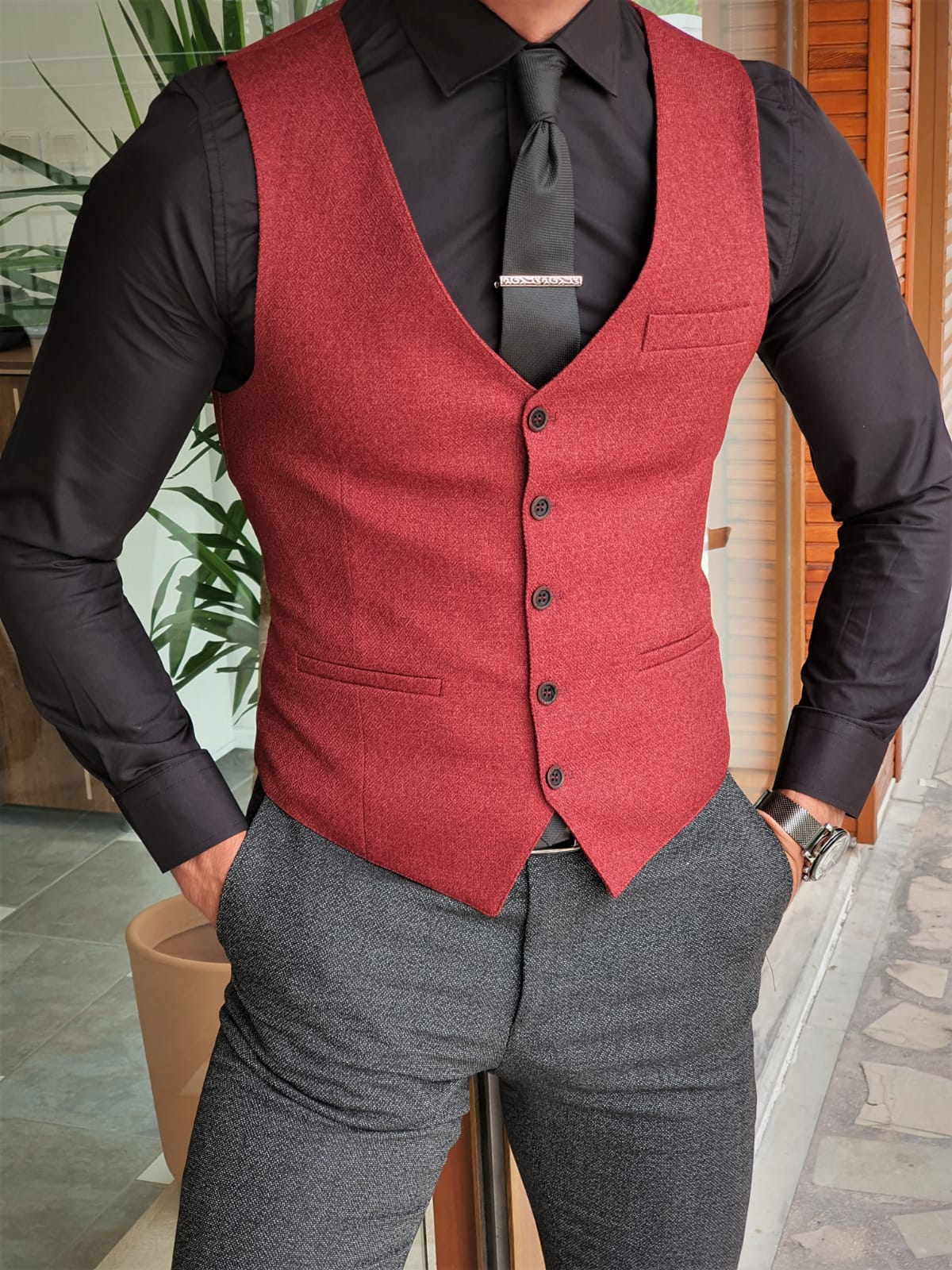 Classic Suit Vest in Cherry Red  CheapNecktiescom