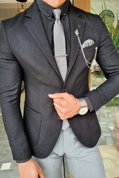 Black Slim Fit Blazer by GentWith.com with Free Worldwide Shipping