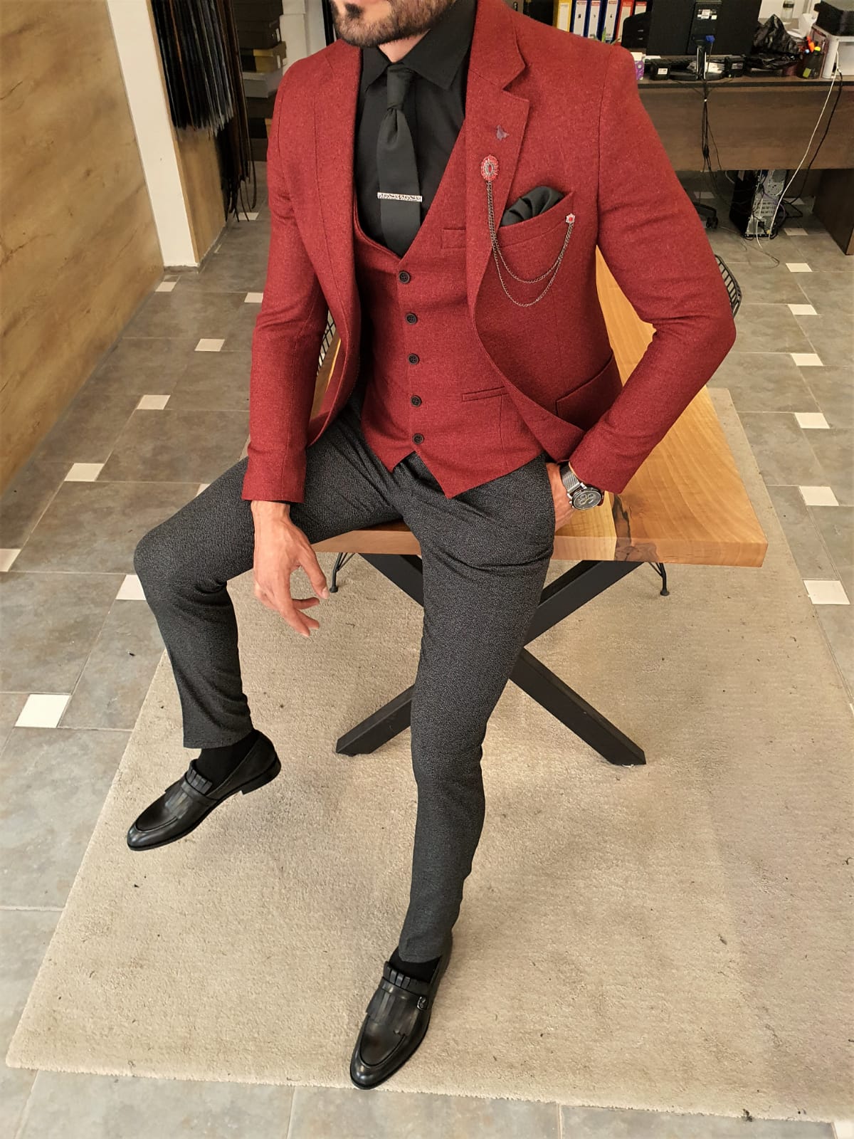 yermo sátira Decir Buy Claret Red Slim Fit Suit by GentWith | Worldwide Shipping