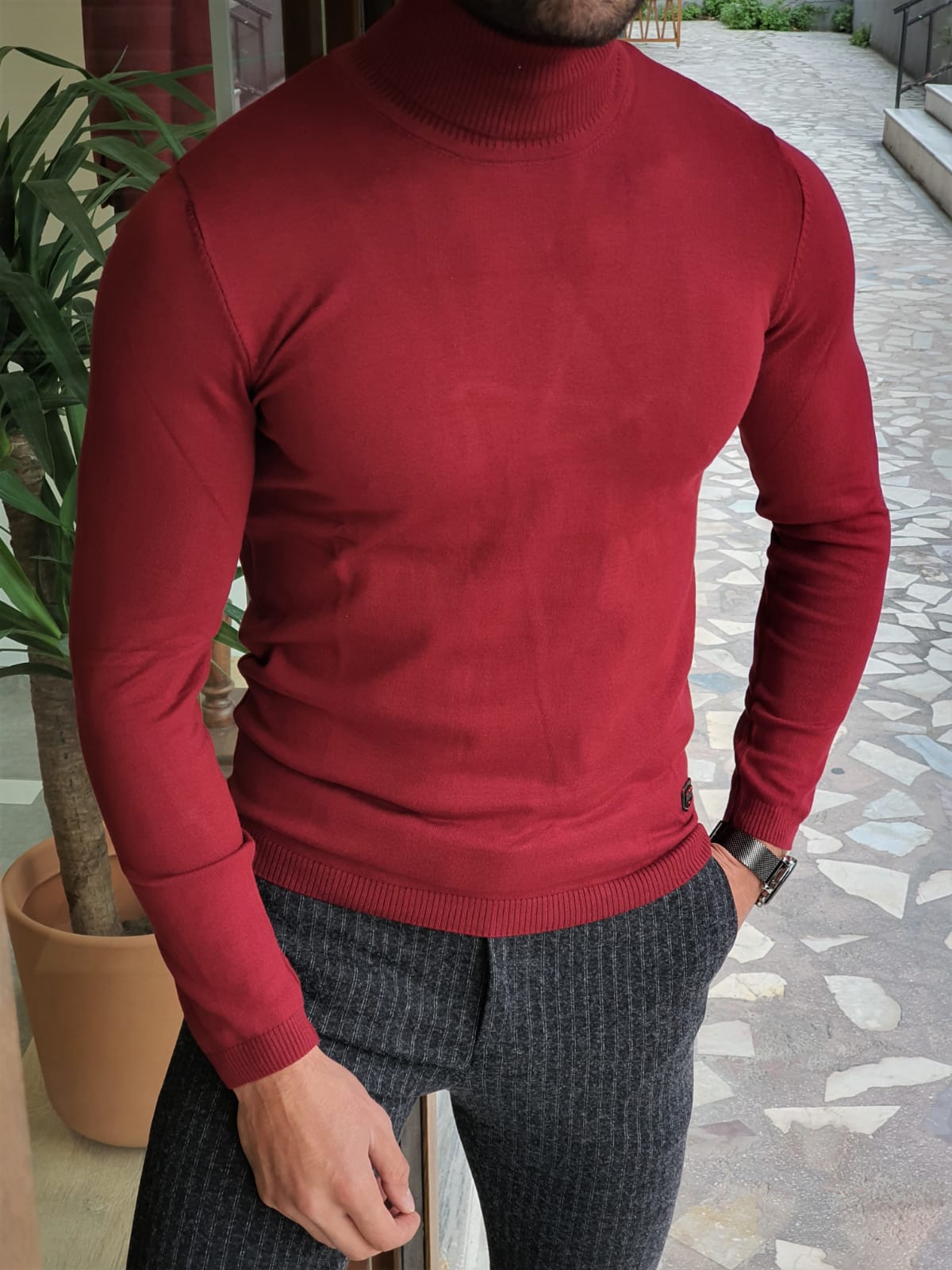 Buy Red Slim Fit Turtleneck Wool Sweater by GentWith | Free Shipping